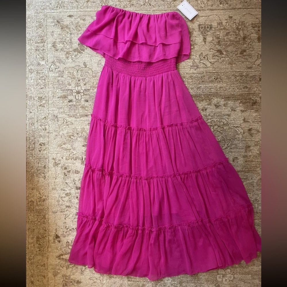 1 State Strapless Hot Pink Dress size Small